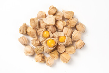 Cape Gooseberry isolated on white background. Clipping path.