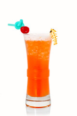 cocktail with ice in a long glass