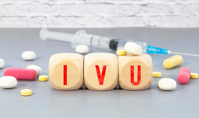 IVU - intravenous urography acronym, medical concept background, block