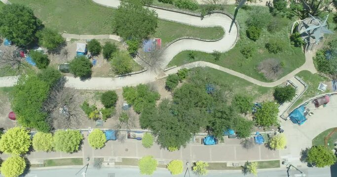 Homeless Camps in Austin Texas Drone Aerial View of Cesar Chavez & Congress