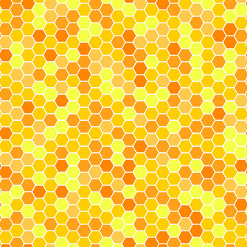  vector seamless abstract classic geometric pattern in the form of bees honeycomb of yellow copper orange color + endless textures in mosaic and stained glass style
