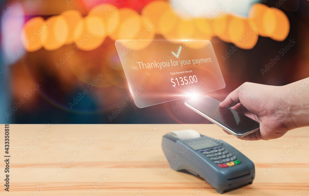 Aufkleber wireless smart payment using mobile smartphone scanning system sensor on payment terminal quick acce