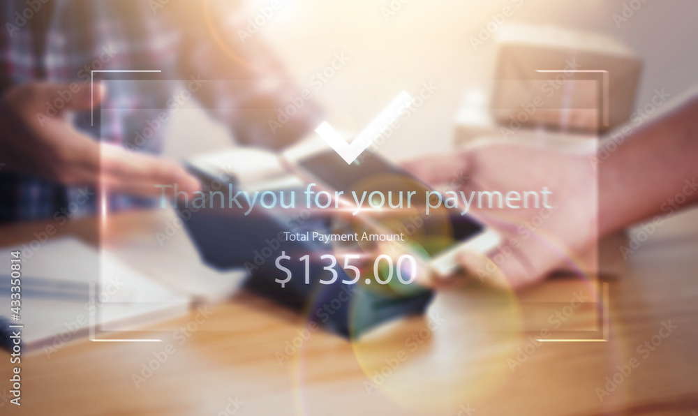 Aufkleber wireless smart payment using mobile smartphone scanning system sensor on payment terminal quick acce