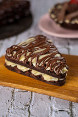 Dessert - Brownie pizza with chocolate and powdered milk brigadeiro