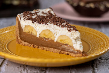 Banoffe pie - banana pie with dulce de leche and whipped cream