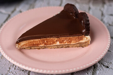 Dessert - Dutch pie with biscuit and chocolate icing