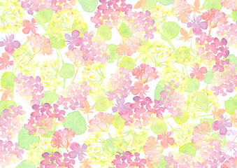 水彩で描いた淡い花の模様