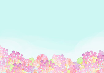水彩で描いた紫陽花の背景イラスト