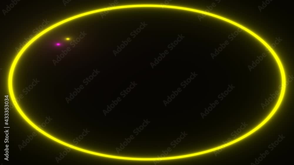 Poster expanding yellow ring of light with orbiting objects