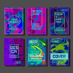 Colorful abstract geometric background. Liquid dynamic gradient waves. Fluid marble texture illustration. Modern covers set. eps10 vector