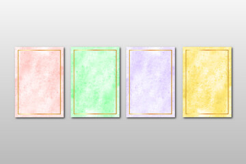 Fototapeta premium Set of watercolor hand painted background texture. aquarelle abstract emerald backdrop. horizontal template