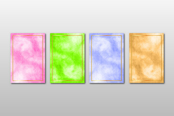 Set of watercolor hand painted background texture. aquarelle abstract emerald backdrop. horizontal template