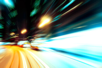 Abstract image of night traffic light trails in the city