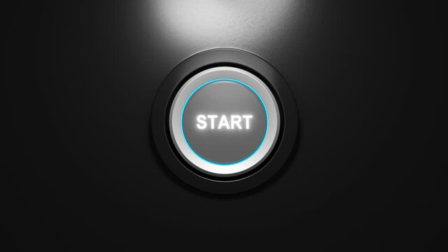 Press the start button. Start up concept. 3D video