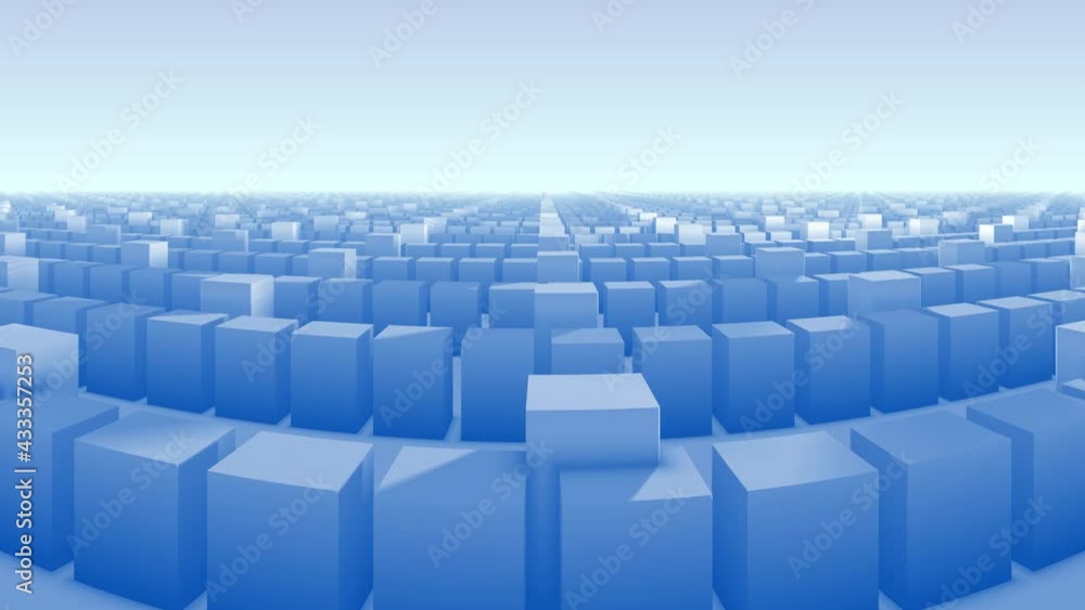 Poster flyover cuboid rows of cubes stacked