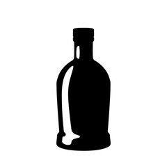 Black contour images of alcohol bottles on an isolated white background.