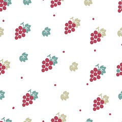 Fresh Organic Red Grapes Vector Graphic Seamless Pattern
