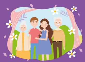 Grandparents and family portrait