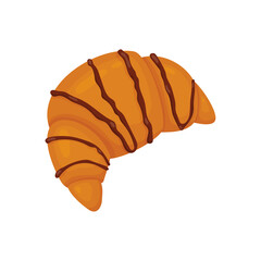 Croissant poured with chocolate. Vector illustration of sweet pastries isolated on white background. Illustration for the site, catalog, menu and more.