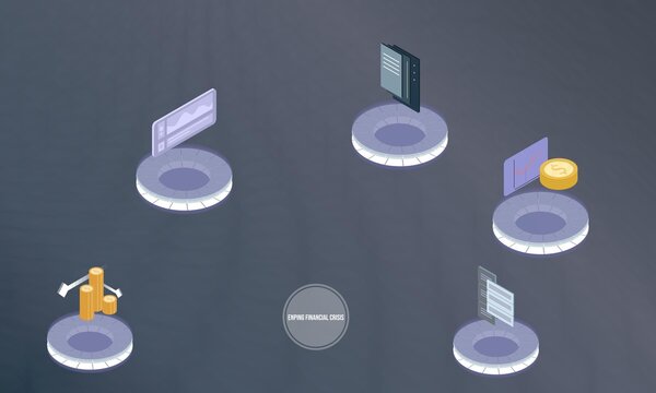 Enping financial crisis concept on abstract design
