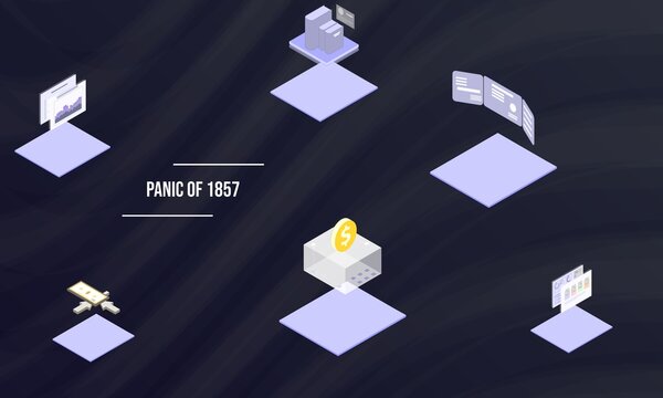 Panic of 1857 concept on abstract design
