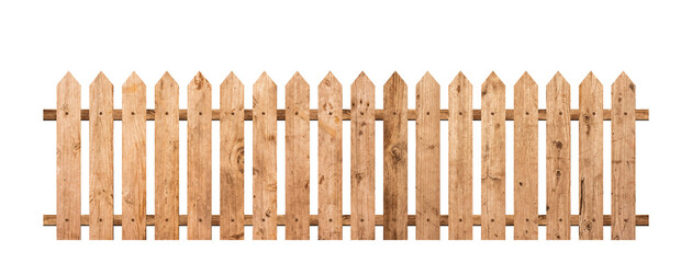 Brown wooden fence isolated on a white background that separates the objects. There are Clipping...