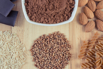 Natural ingredients containing magnesium, vitamins, minerals and dietary fiber. Healthy nutrition
