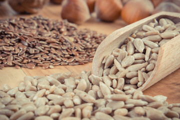 Natural ingredients containing magnesium, vitamins and dietary fiber. Healthy nutrition