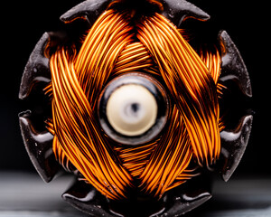 macro shot of electrical motor coil 