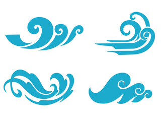 Fototapeta na wymiar Water Wave Symbol Art Set