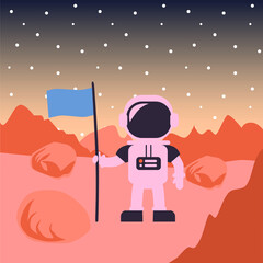 Fototapeta premium Dark red Mars planet space landscape 