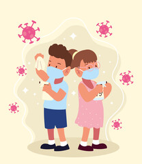 childrens wearing medical face