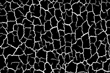 Cracked ground surface texture. Vector illustration. Monochrome background of coarse soil