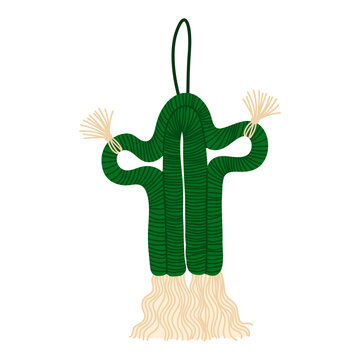 Cute macrame cartus,decoration for nursery. Hand made boho decor.Vector hand drawn 