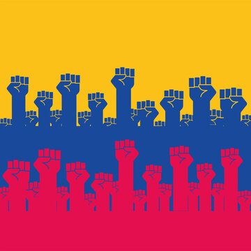 colombian protesters hands