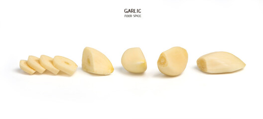 Garlic isolated on white background. Cooking spices
