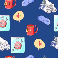 Spas pattern seamless rest pattern relax pattern self care pattern for textiles baby fabric