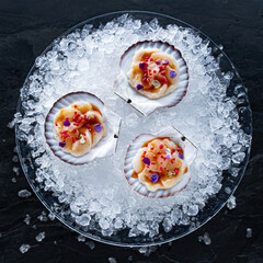 Delicious ice seared sea scallop