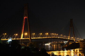Fototapeta na wymiar Indonesia Batam - Barelang Bridge night scene horizontal