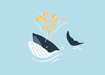 Whale spouting Bitcoin. Bitcoin Whales are considered market players with significant funds that are able to move the cryptocurrency market.