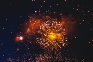 Holiday fireworks with sparks, Amazing beauty colorful fireworks