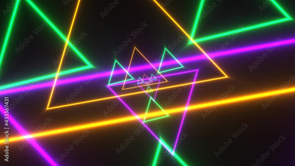 Aufkleber neon triangles hovering spinning towards viewer