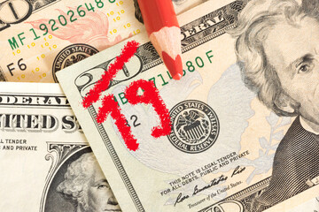 Inflation in Amerika und Dollar Geldschein - obrazy, fototapety, plakaty