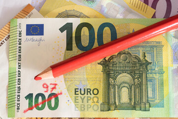 Euro Geldschein, Wert des Geldes und die Inflation
