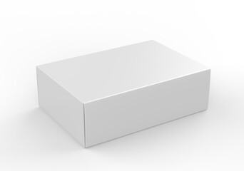 Blank white product packaging paper cardboard box. 3d render illustration.