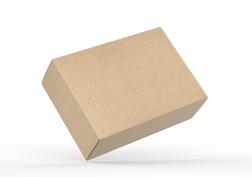 Blank white product packaging paper cardboard box. 3d render illustration.