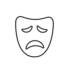 Drama or tragic face mask thin black icon. Sad mood silhouette. Trendy flat isolated symbol, sign for: illustration, logo, outline, mobile, app, design, web, dev, ui, ux. Vector EPS 10