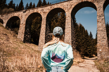 Historic railway viaduct situated in the forest near Telgart in Slovakia. Chmarossky viadukt....