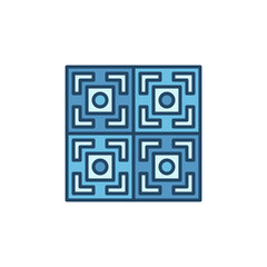 Four Tiles with Geometric Texture vector concept blue icon