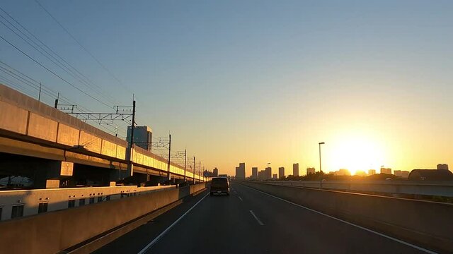 Evening running video. National highway No. 357